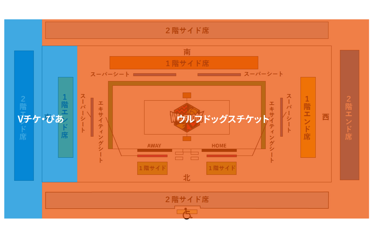 一宮市総合体育館(いちい信金アリーナ) 座席販売エリア画像